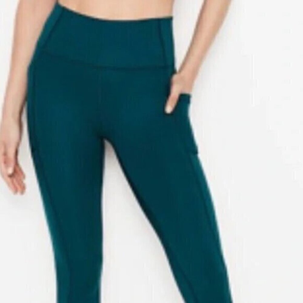 Victoria Secret Leggings rise waist size 8 teal 7/8 with pockets